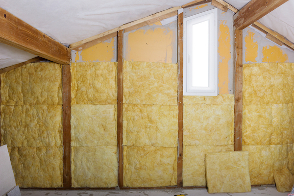 Yellow attic insulation