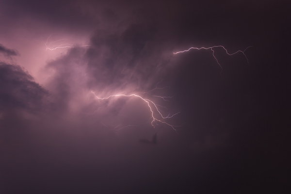 Lightning storm at night