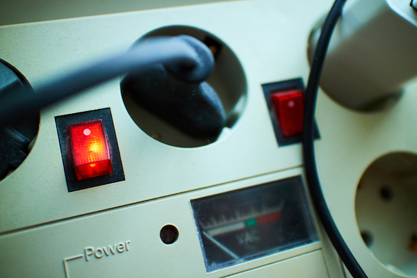 close-up of surge protector