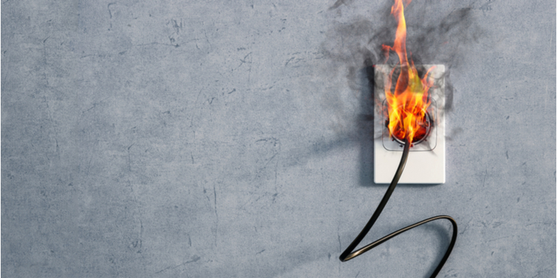 Electrical outlet catching fire after a power surge