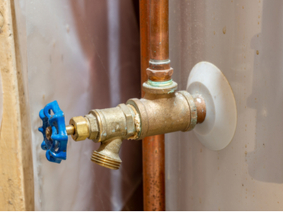 The drain valve on a home water heater.